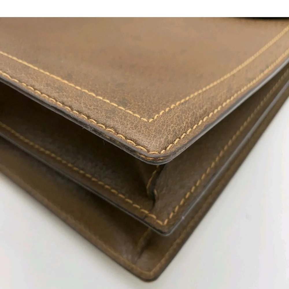 Gucci Brown Leather Briefcase with Gold Hardware
